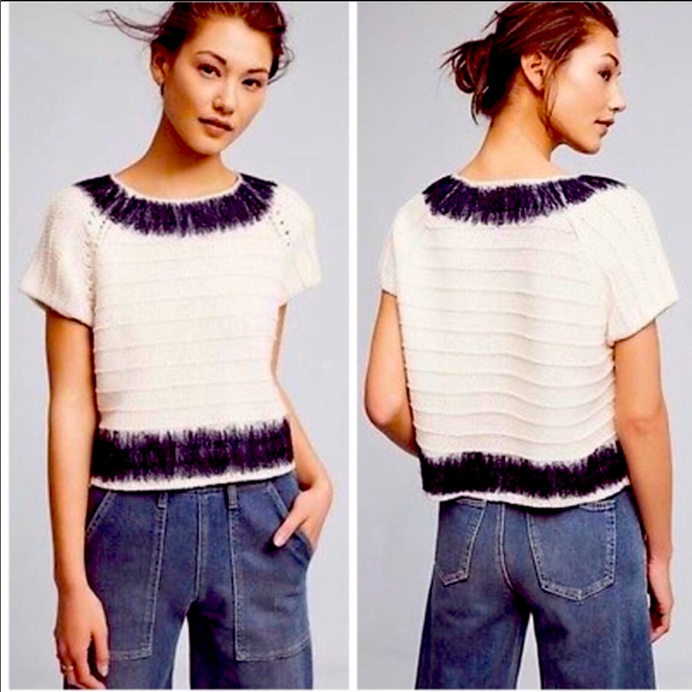 FIELD FLOWER {Anthro} Feltwork Chunky Sweater sz S